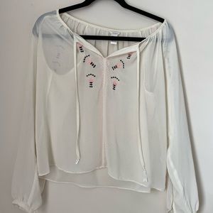 Forever 21 sheer blouse embroidered